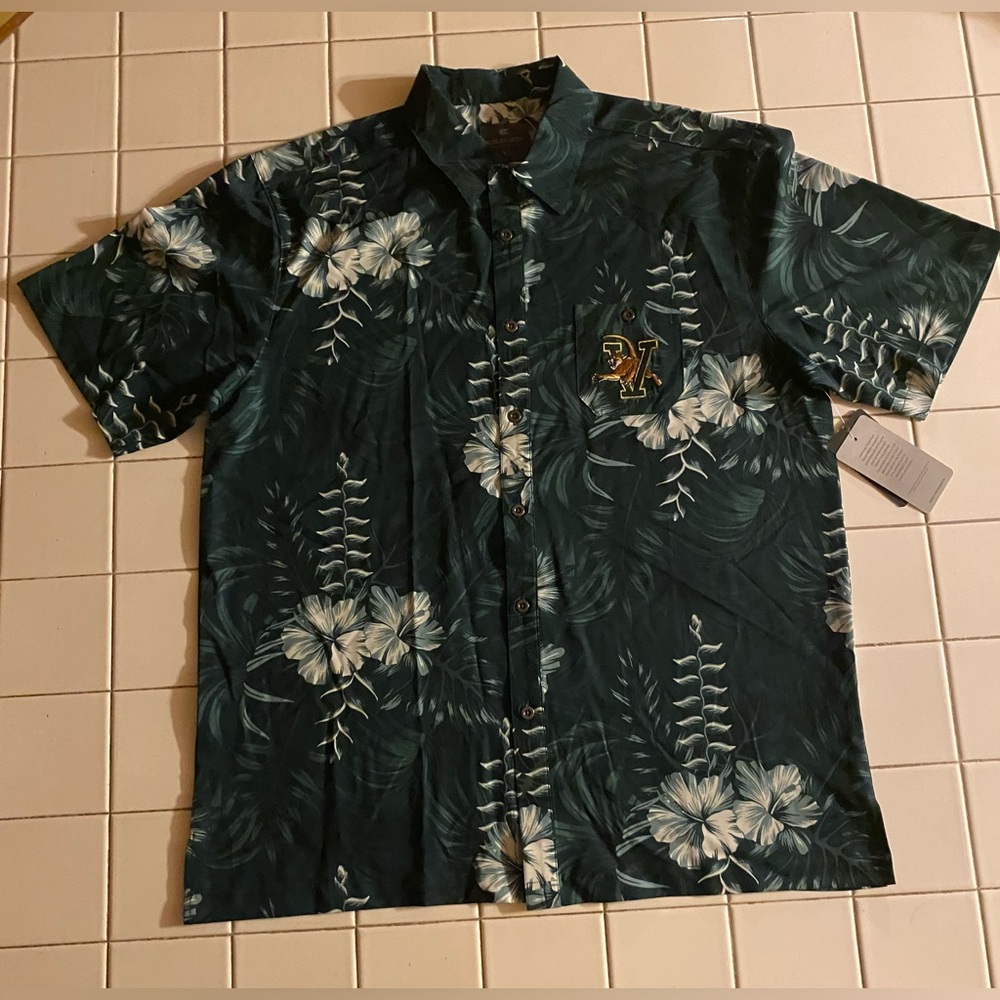 Vermont Catamounts Colosseum Button Up Camino Camp Shirt Floral Mens Large NWT!